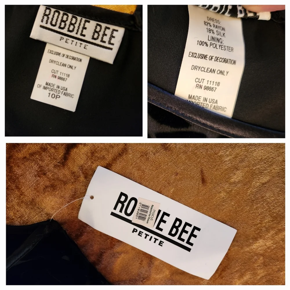 Silk Blend Vintage 1980s NOS Black Silk Blend Velvet Floral Dress by Robbie Bee - Picture 11 of 11